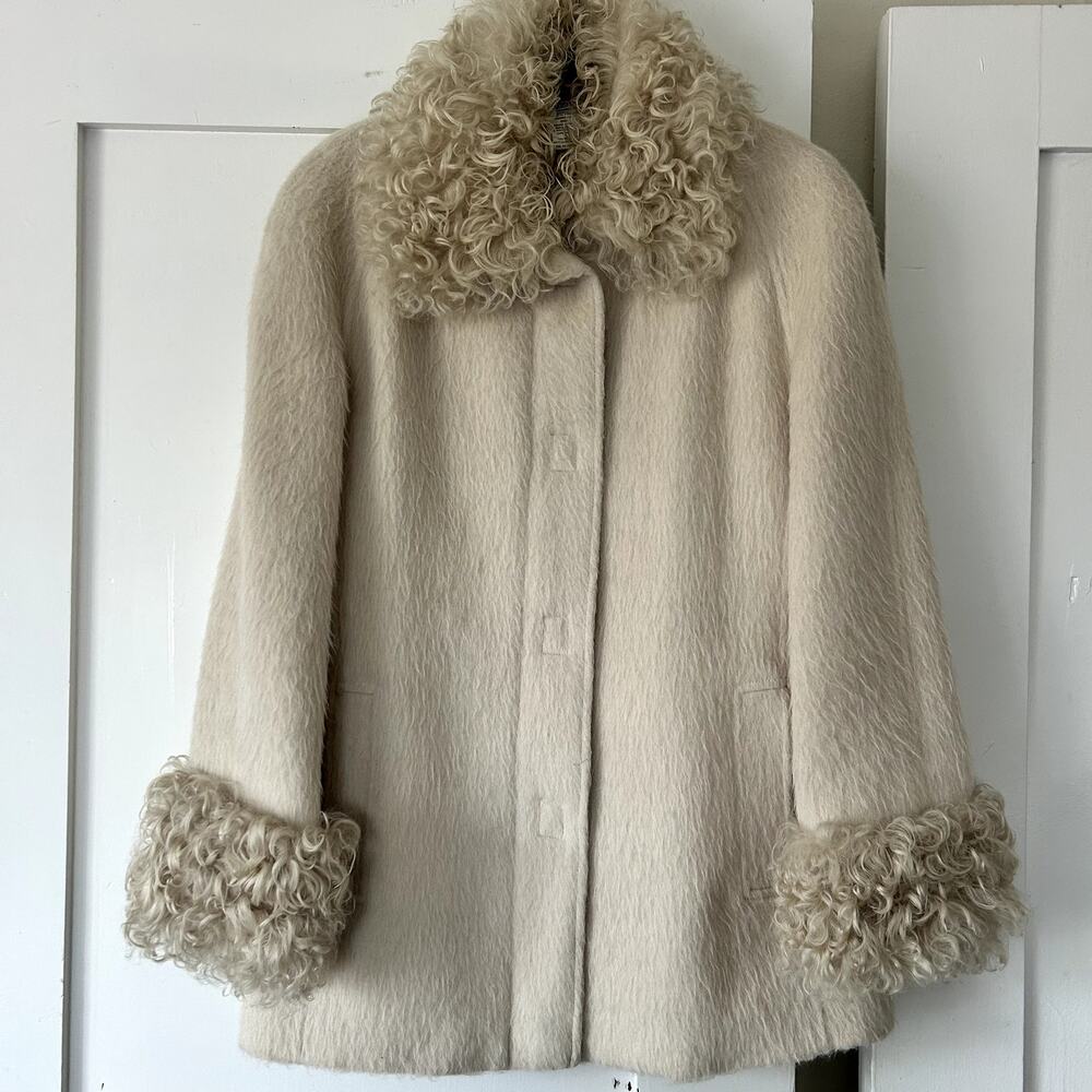 Vintage Georges Rech Alpaca wool tibetan goat fur coat FR38